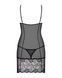 Сорочка Obsessive Alluria chemise & thong, L/XL, чорна, мереживо+мікросітка, стрінги в комплекті SX1123 фото 4