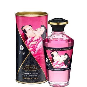 Розігрівальна олія Shunga Aphrodisiac Warming Oil &ndash; Raspberry Feeling (100 мл) без цукру, смачна SO2494 фото