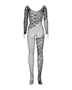 Бодістокінг Obsessive Bodystocking F210 S/M/L black, рукава-мітенки, сітка, кольорове мереживо SO7221 фото