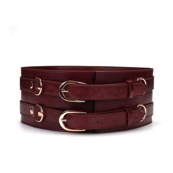 Шкіряний пояс для бондажу Liebe Seele Wine Red Waist Cuff, S Size SO9460 фото