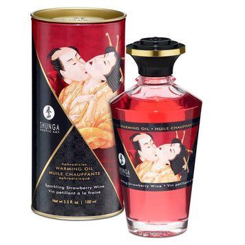 Розігрівальна олія Shunga Aphrodisiac Warming Oil &ndash; Sparkling Strawberry Wine (100 мл) без цукру SO2497 фото