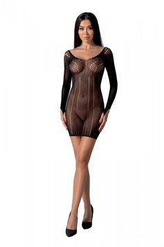 Напівпрозора мінісукня Passion BS101 One Size, black, рукави-мітенки SO8944 фото