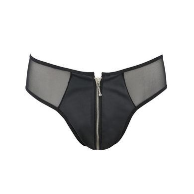 Чоловічі сліпи на блискавці Passion 042 SLIP TIMMY L/XL Black, екошкіра, сітка SO7597 фото