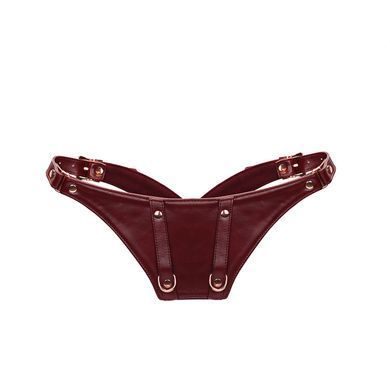 Шкіряні трусики для вібратора Liebe Seele Wine Red Forced Orgasm Strop, повністю регульовані SO9465 фото