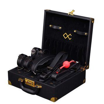 БДСМ-набір LOCKINK Moonlight Treasure Chest, чорний, натуральна шкіра SX0859 фото