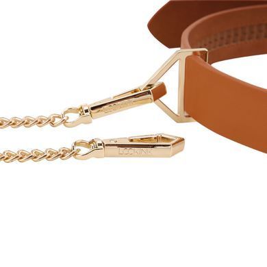 Нашийник з повідцем LOCKINK Tied Collar with Leash Set, коричневий, ланцюг зі шкіряною петлею та карабіном SX0828 фото
