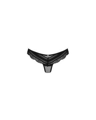 Напівпрозорі трусики з підвіскою Obsessive Ivannes panties black S/M, чорні SO7280 фото