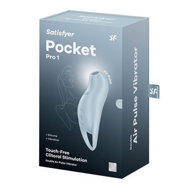 Вакуумний кліторальний стимулятор з вібрацією Satisfyer Pocket Pro 1 Blue SX0574 фото