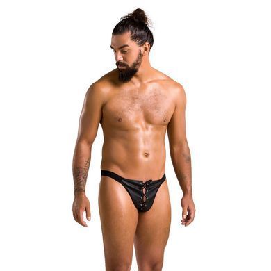 Чоловічі сліпи на шнурівці Passion 044 SLIP BEN S/M Black, екошкіра, люверси SO7604 фото