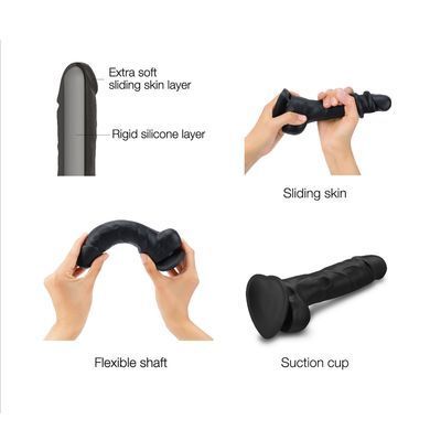 Реалістичний фалоімітатор Strap-On-Me Sliding Skin Realistic Dildo Black XL, ефект рухливої шкіри SO6258 фото