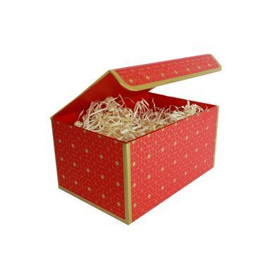 Подарункова коробка червона з золотим геометричним малюнком, S &mdash; 20,2&times;14&times;10,5 см SO8913 фото