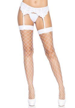 Панчохи у велику сітку Leg Avenue Fence Net Thigh Highs White, one size SO7988 фото