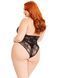 Тедді Leg Avenue Floral lace deep-V teddy, 1X/2X, чорне, мереживне, відкрита спина, високі трусики SX1084 фото 2