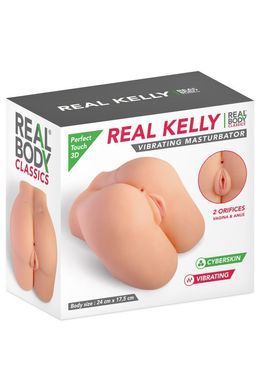 Мастурбатор-півторс з вібрацією Real Body Real Kelly, вагіна та анус, 24х17,5 см SO9950 фото