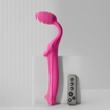 Безремінний страпон з вібрацією Strap-On-Me Vibrating Fuchsia L, діаметр 3,7см, пульт ДК, регульований SX2572 фото