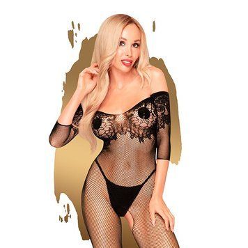 Бодістокінг з імітацією ліфа Penthouse - High Profile Black XL SO5266 фото