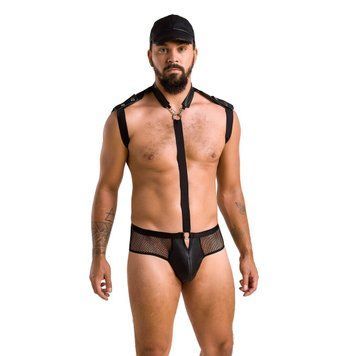 Комплект еротичної чоловічої білизни Passion 038 JOHN SET L/XL Black, боді, кепка SO7585 фото