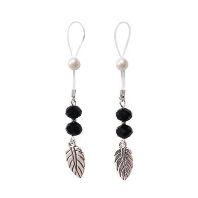 Прикраси з намистинами та листочком для сосків Art of Sex &ndash; Nipple Jewelry Leaf, чорні SO5145 фото
