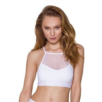 Спортивний топ з прозорою вставкою Passion PS006 TOP S, white SO4245 фото
