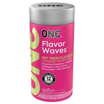 Ароматизовані презервативи ONE FlavorWaves, 12 шт, 6 ароматів, 6 кольорів, подарункове паковання-тубус SX0794 фото