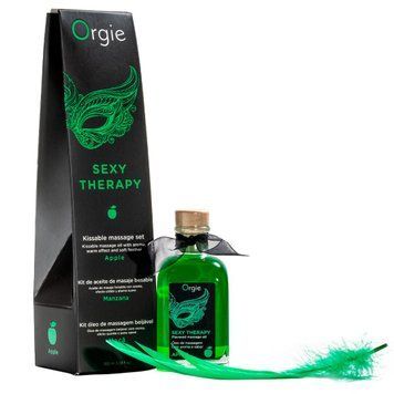 Набір для масажу Orgie &ndash; Sexy Therapy Apple (100 мл), їстівна розігрівальна олія + пір&rsquo;їнка SX1508 фото