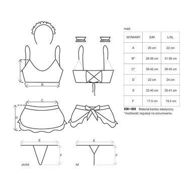 Атласний еротичний костюм покоївки Obsessive Maid set S/M, black, 5 предметів SO7715 фото