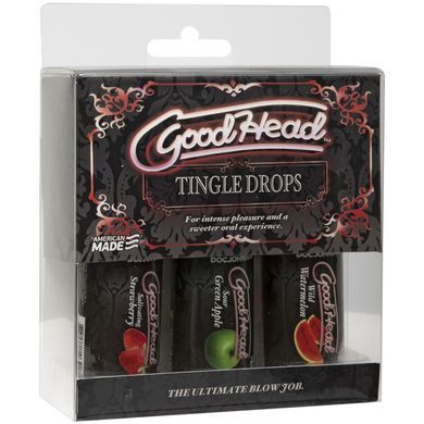 Набір крапель для мінету Doc Johnson GoodHead Tingle Drops, 3х29,5 мл, кавун, зелене яблуко, полуниця SO9853 фото