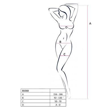 Бодістокінг Passion BS068 white, комбінезон, велика сітка, довгий рукав PBS068W фото