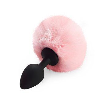 Силіконова анальна пробка М Art of Sex - Silicone Butt plug Rabbit Tail Pink, діаметр 3,5 см SO6693 фото