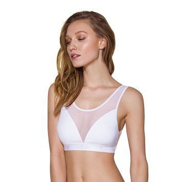 Топ з прозорою вставкою Passion PS002 TOP M, white SO4204 фото