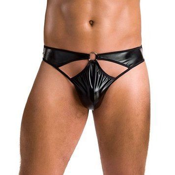 Чоловічі стринги Passion 033 THONG PAUL S/M Black, під латекс SO7571 фото