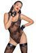 Боді Noir Handmade F242 Tulle body with patterned flock embroidery, L SX0153 фото 1