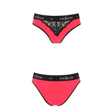 Трусики з широкою гумкою і мереживом Passion PS001 PANTIES S, red-black SO4169 фото