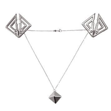 Затискачі для сосків з важкою підвіскою LOCKINK Adjustable Nipple Clamps with Heavy Pendant, під срібло SX0847 фото