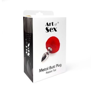 Металева анальна пробка М Art of Sex - Metal Butt plug Rabbit Tail White, діаметр 3,4 см SO6962 фото