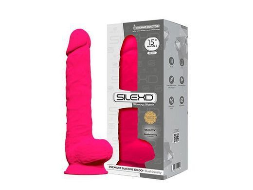 Фалоімітатор SilexD Kingston Pink (MODEL 15in), двошаровий, силікон+Silexpan, діаметр 7 см SO6331 фото