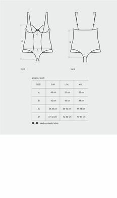 Сітчасте боді на кісточках Obsessive Amanta teddy L/XL, чорне, з доступом SO7199 фото