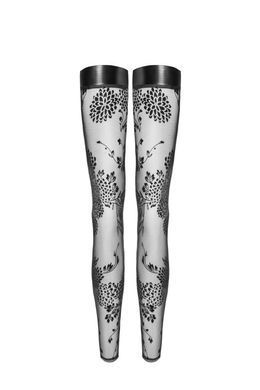 Панчохи без миска Noir Handmade F243 Tulle stockings with patterned flock embroidery, S SX0155 фото