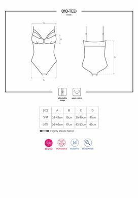 Мереживне боді з доступом Obsessive 818-TED-1 teddy XS/S, чорне SO9020 фото