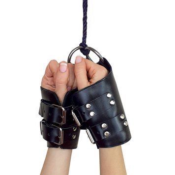 Манжети для підвісу за руки Art of Sex &ndash; Kinky Hand Cuffs For Suspension, чорні, натуральна шкіра SO5183 фото