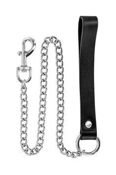 Повідець із натуральної шкіри Fetish Tentation Premium Metal leash with cowhide leather wrist 72 см SX1096 фото