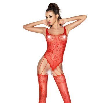 Бодістокінг Passion BS034 red, комбінезон, імітація боді і панчіх PBS034R фото