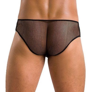 Чоловічі труси зі шнурівкою Passion 035 SLIP RICHARD L/XL Black, екошкіра, сітка SO7576 фото