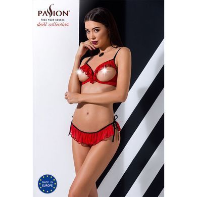Комплект білизни Passion Exclusive CHERRY SET OpenBra XXL/XXXL red, відкритий ліф, трусики-спідничка PS25509 фото