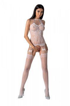Бодістокінг з безліччю бретелей Passion BS095 One Size, white, імітація пояса та панчіх, з доступом SO8928 фото