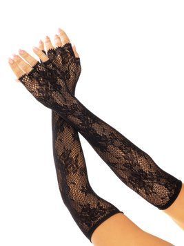 Мітенки Leg Avenue Lace Opera Length Fingerless Gloves, чорні, ажурні, довжина вище ліктя SX1057 фото