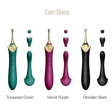 Вагінально-кліторальний вібратор Zalo &mdash; Bess Velvet Purple, мультифункціональний із насадками SO6653 фото