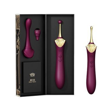 Вагінально-кліторальний вібратор Zalo &mdash; Bess Velvet Purple, мультифункціональний із насадками SO6653 фото