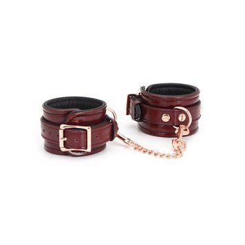 Шкіряні наручники Liebe Seele Wine Red Wrist Cuffs, знімний ланцюжок-кріплення SO9452 фото