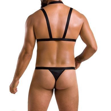 Комплект чоловічої білизни зі стреп Passion 039 SET ANDREW L/XL Black, стринги, шлейки SO7588 фото